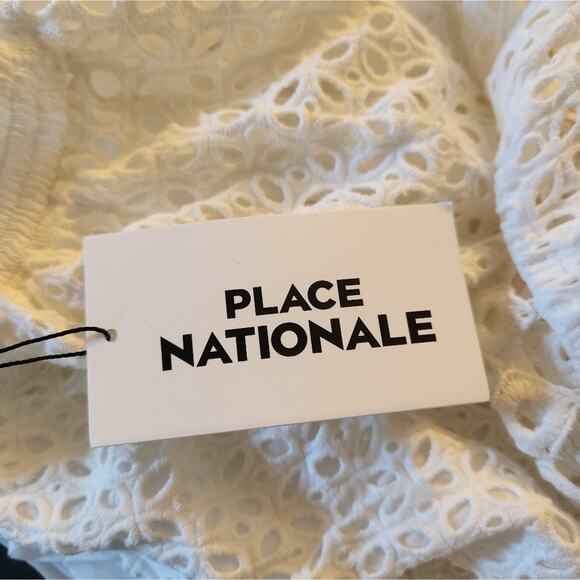 Place Nationale Le Gayan Dress White Eyelet Size 2 US Medium NWT Sleeveless Midi - Picture 9 of 10